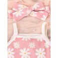 thumbnail image 4 of Happy Town Baby Girl Summer Outfits Sling Romper Top and Ruffle Shorts with Headband for 1-18M, 4 of 8