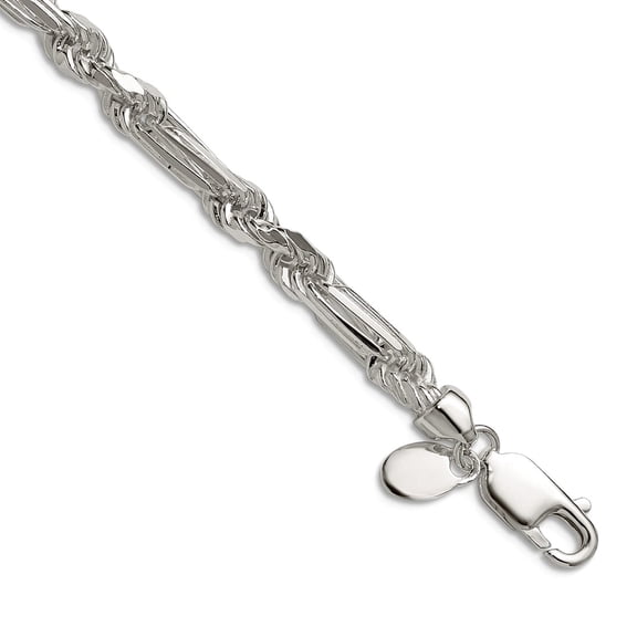 925 Sterling Silver 4.75mm Sparkle-Cut Figarope Chain Necklace 18 Inch Chain Necklace for Women and Men