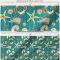 thumbnail image 2 of Soimoi Green Cotton Voile Fabric Stripe,Seashell & Starfish Ocean Printed Fabric 1 Yard 42 Inch Wide, 2 of 7