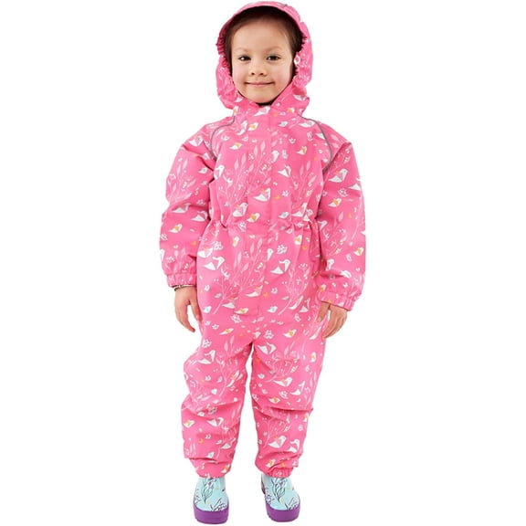 JAN & JUL Kids' Cozy-Dry Adjustable Rain Suit, Waterproof and Fleece-Lined Cozy-dry: Origami 1T
