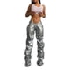 thumbnail image 2 of Txlixc - Pantalones casuales rectos plisados para mujer, pantalones largos de cintura baja de piel sintética de color sólido a la moda Txlixc Estilo de ocio, 2 of 9