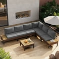 thumbnail image 2 of Poteban 7-piece Rattan Outdoor Patio Sofa Set,L-Shaped Sectional Sofa Couch with Coffee Table for Backyard,Lawn,Garden,Dark Grey, 2 of 9