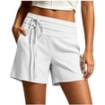 thumbnail image 6 of GERsome Shorts for Women Wide Leg Side Lace-Up Waist Summer Vacation Lounge Shorts with Pockets White Size S, 6 of 8