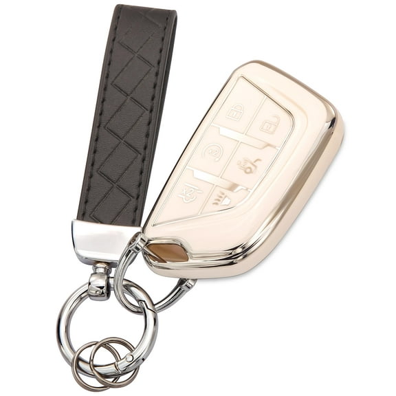 Keychain for Cadillac Key Fob Cover 6 Buttons Soft TPU Key Case Fit for 2020-2025 CT4 CT5 Lyriq Escalade ESV