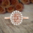 thumbnail image 2 of Limited Time Sale Double Halo 1.50 carat Morganite and Diamond Engagement Ring in 10k Rose Gold, 2 of 4