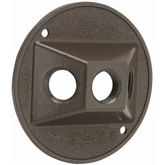 Hubbell-Raco 5197-2 Round Cluster Cover, for Use with Weatherproof Boxes, Die Cast Zinc, Powder Coated