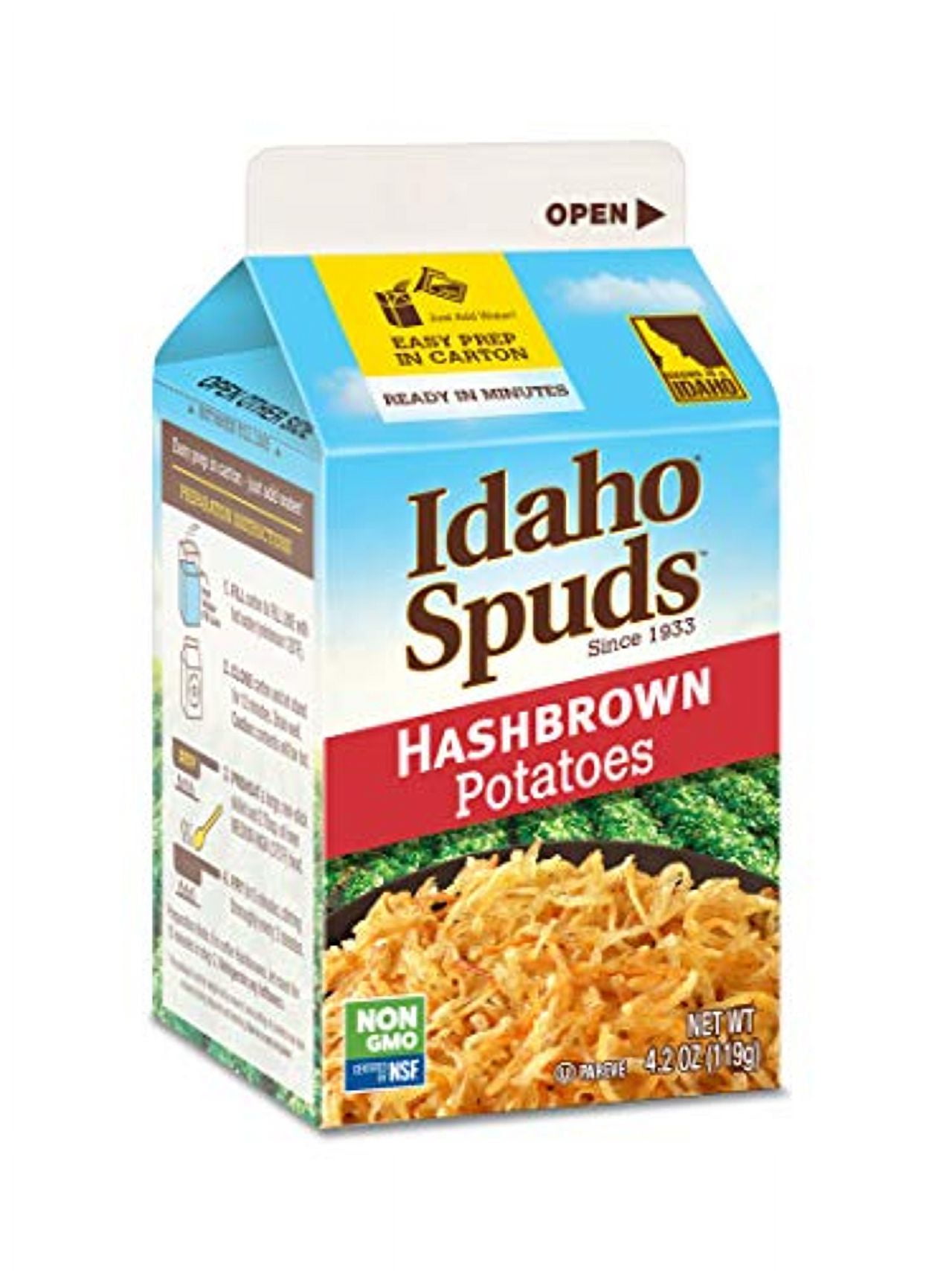 Idaho Spuds Premium Hashbrown Potatoes, 8 Pack, 4.2 oz, Gluten-Free, Non-GMO