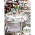 thumbnail image 4 of Outdoor Tablecloth with Umbrella Hole and Zipper, Vintage Beach Coastal Round Table Cloth 60 Inch Waterproof Tablecloth, Nautical Shell Starfish Coral Summer Picnic Table Cover for Patio Camping, 4 of 7