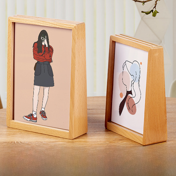 Mesa con marco de fotos de madera maciza de 7 pulgadas Marco de fotos de haya de 8 pulgadas Marco de álbum de fotos acrílico en forma de U creativo de bricolaje