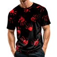 thumbnail image 2 of Mens Halloween Shirts Pumpkin Spider Print Short Sleeve Fall Costumes Ghost Graphic Crew Neck Vintage Spooky Tops 2XL, 2 of 6