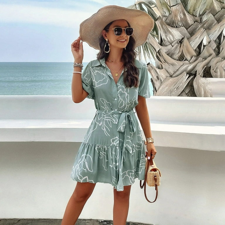 chinese dress ladies GLIGET Summer Dresses for Women 2024 Tropical Print Cut Out Cami Long Dress  (Color : Blue and White, Size : X-Small) at Amazon Women's Clothing store main image 1