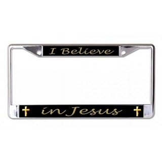 Christian Fish Crystal Pink Open License Plate Frame