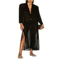 thumbnail image 1 of OUSITAID Bikini pour Femmes Cover-Ups Couleur Unie Transparent Manches Longues Protection Solaire Chemises Longues Col Rabattu Boutonné Robe de Plage, 1 of 6