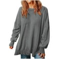 thumbnail image 1 of cfhntfmh Chandail en Molleton Surdimensionné pour Femmes Col Rond Manches Longues Chandail-Over Automne Doux Ample Simple, 1 of 5