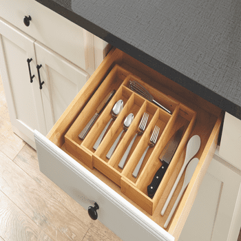 Better Homes & Gardens Natural Bamboo Expandable Silverware Organizer, 13.98 x 10.04-15.35 x 1.97 inches