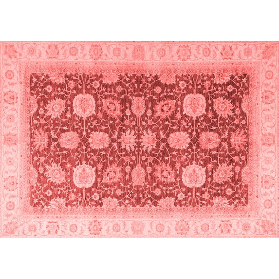 Ahgly Company Machine Washable Indoor Rectangle Oriental Red Modern Area Rugs, 7' x 9'