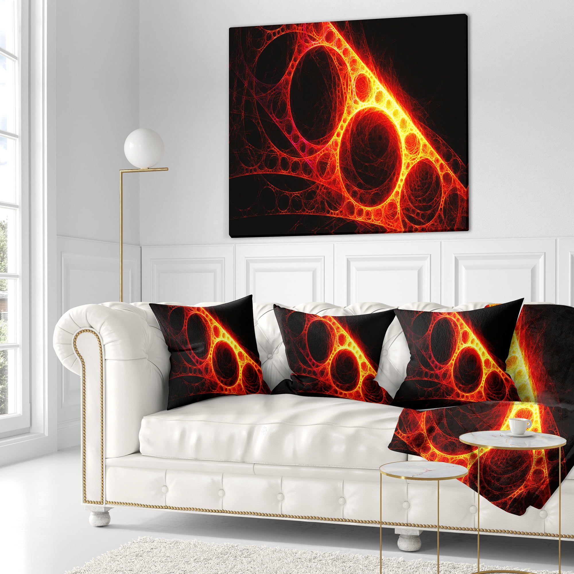Designart Red Metal Construction - Abstract Throw Pillow - 16x16