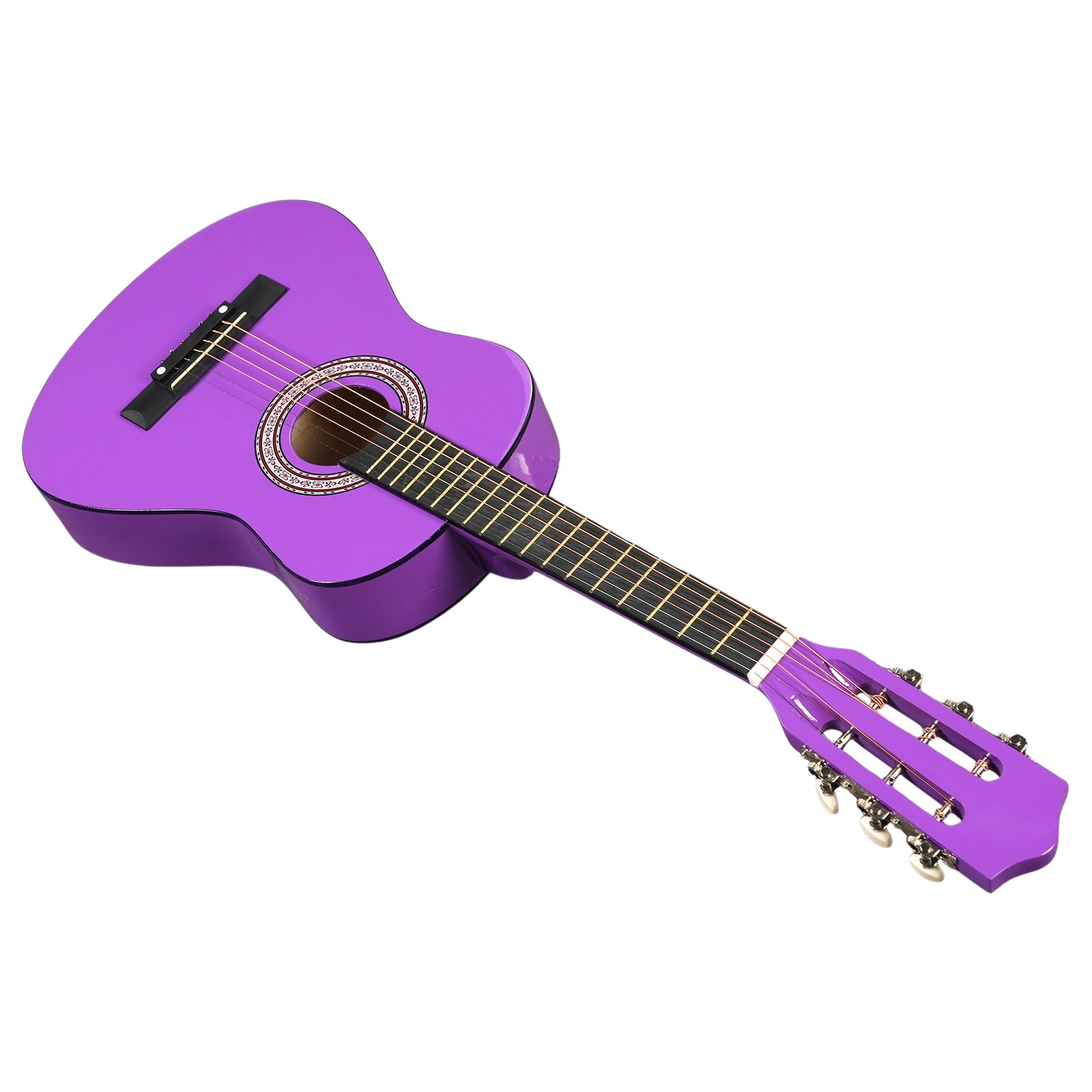 30in Round Acoustic Guitar with Picks, Strings, Capo, Case, Tuner, and Strap