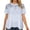 a-129Light Blue34, variant on Womens Solid Color Lace Patchwork Short Sleeve TShirt With Ruffle Round Neck Sheer Mesh Yoke Flowy Hem For Casual Daily Wear Date Summer Outings Green S
