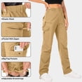 thumbnail image 3 of FEN AI Khaki Ripstop Cargo Work Pants Women Trousers for Casual Fishing Hiking w/Multi Pockets (No Belt), 3 of 10
