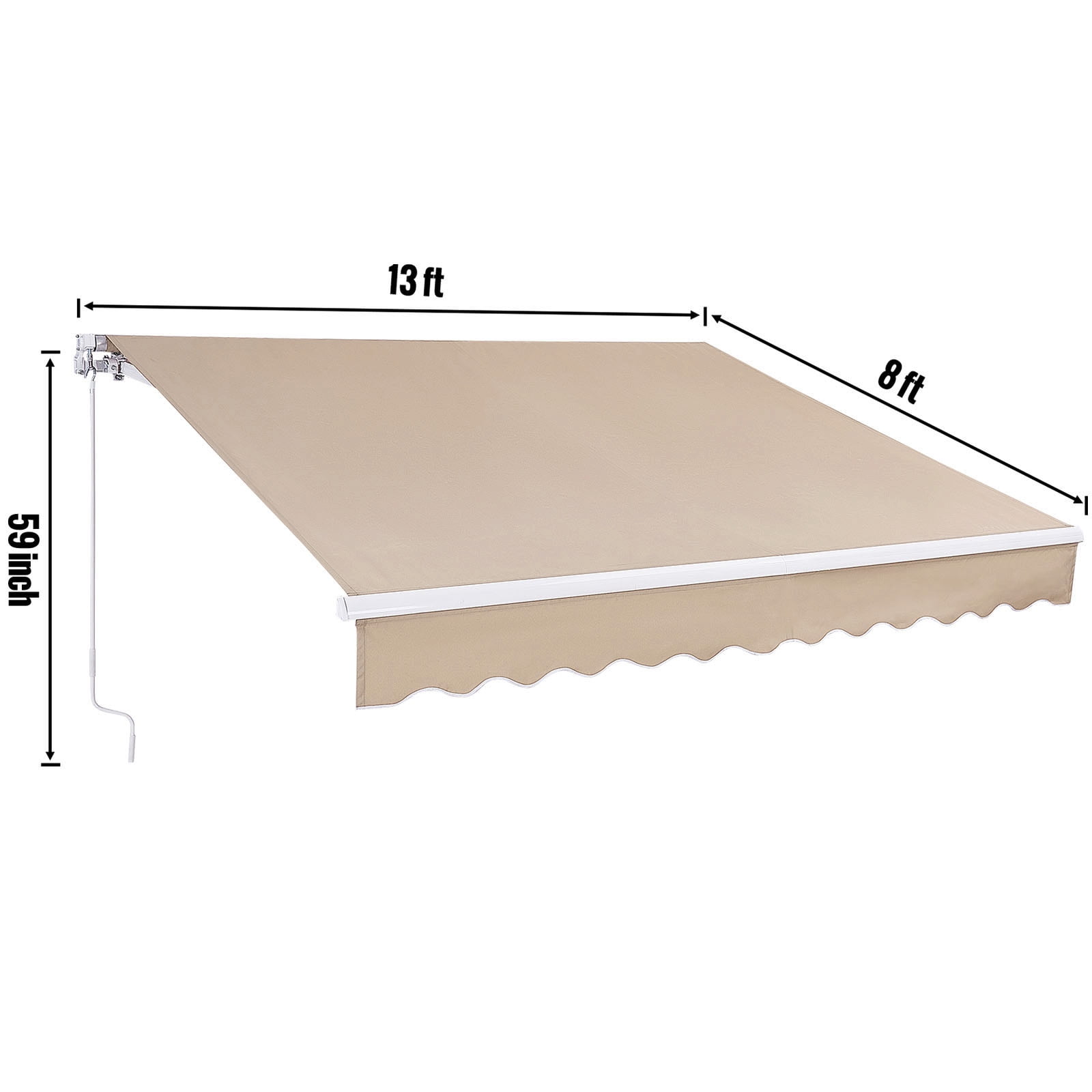KFFKFF Patio Awning Retractable 13'x8' Awning Sunshade Shelter with Crank Handle