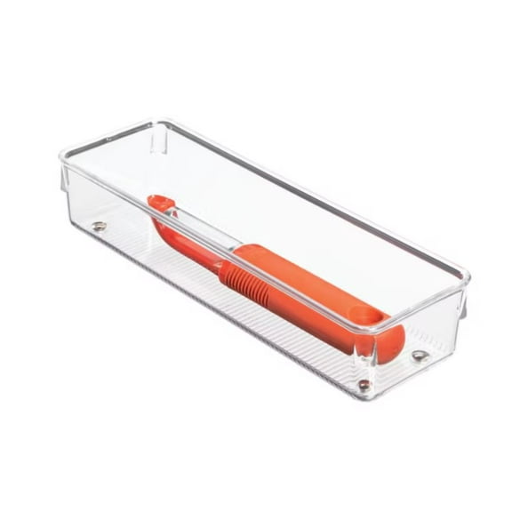 iDesign 9.75-Inches x 3.25-Inches Clear Plastic Drawer Organizer
