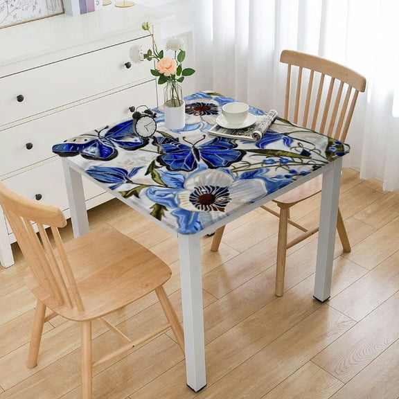 nygtbtfer Square Tablecloth, Blue Beige Dining Small Table Cloth Cover