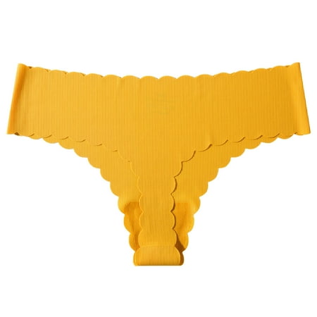 

Women s Silky Skin Low Rise Panty，Women s Casual Comfort Seamless Ladies Thread Wavy Edge Thong Pack of 11