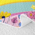 thumbnail image 5 of Manfei Dreamy Unicorn Pattern Twin Quilt Set,Kawaii Flowers Twin Coverlet Set,Pink,2 Pieces, 5 of 7