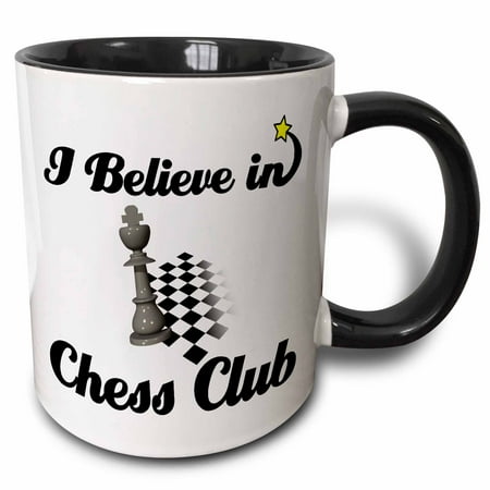 

3dRose I Believe In Chess Club - Two Tone Black Mug 11-ounce