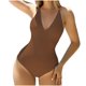 thumbnail image 2 of Trajes de baño de una pieza para mujer Traje de baño de cuello en V de color sólido para mujer Traje de baño de bikini dividido Traje de baño para mujer, 2 of 5