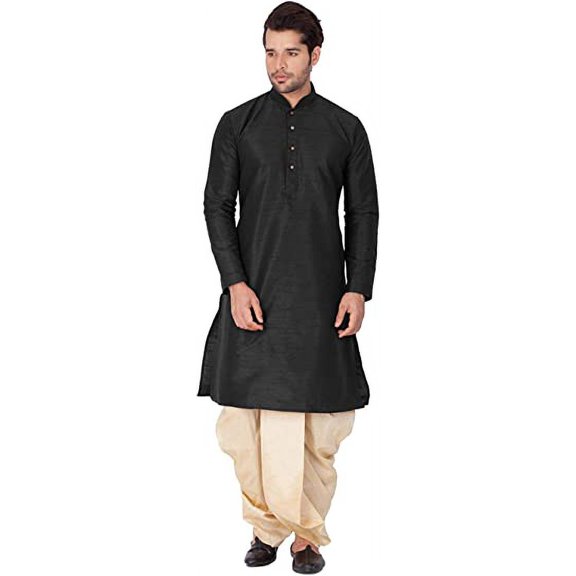 Royal Kurta Men's Silk Dhoti Kurta Set (Multicolour; 44)