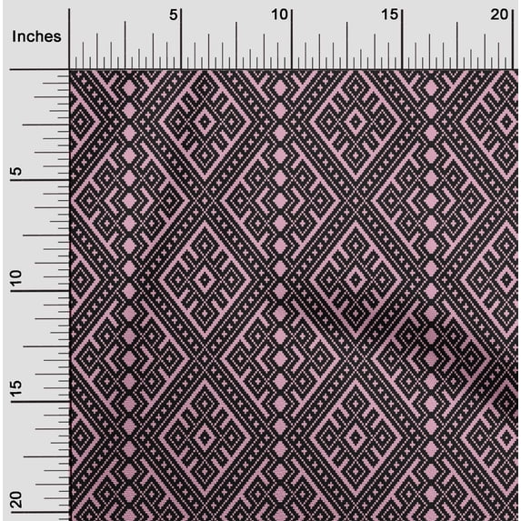 oneOone Cotton Silk Fabric Ethnic Geometric Flame Stitch Print Fabric By The Yard 42 Inch Wide