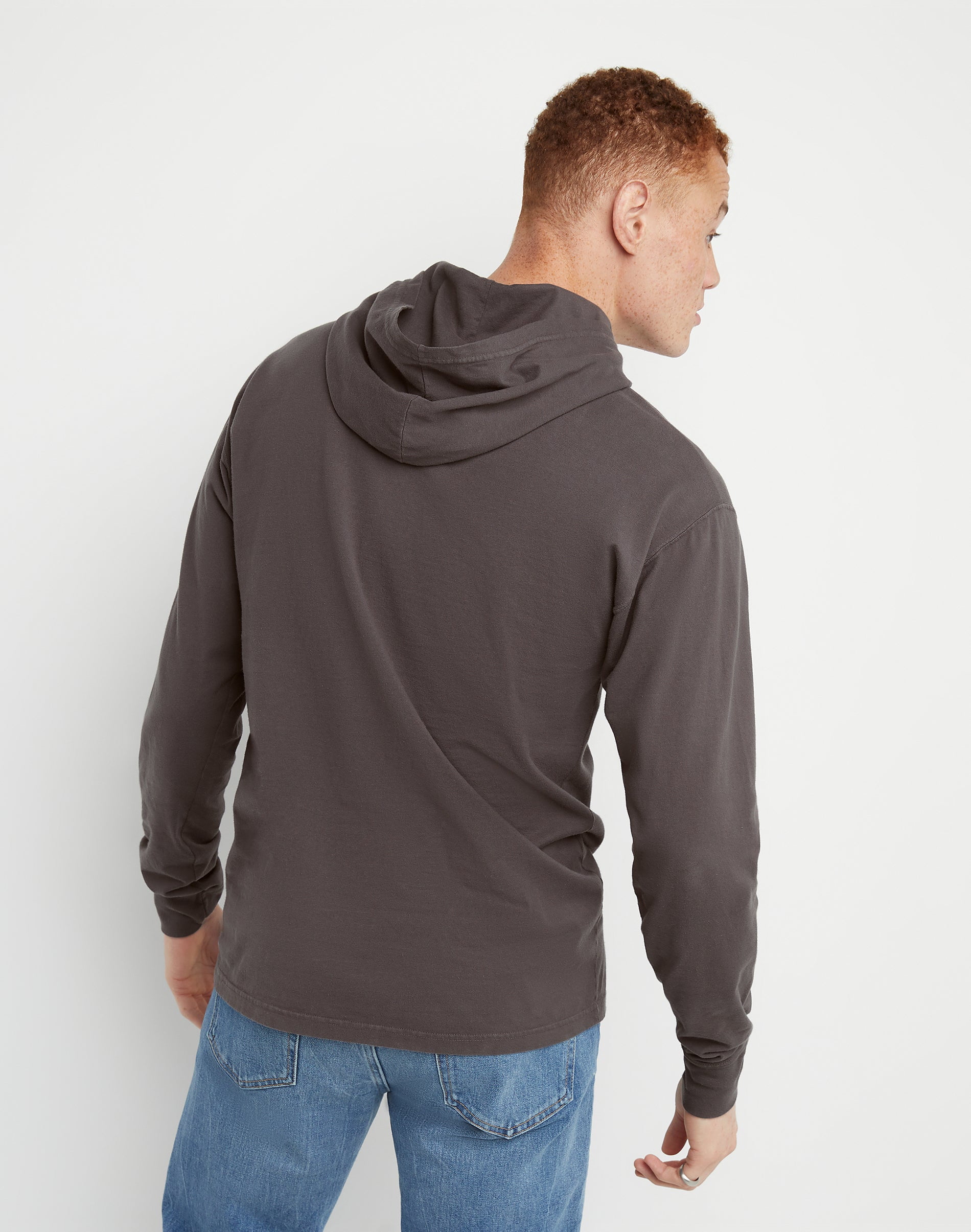 Hanes Men's Garment Dyed Cotton Long Sleeve T-Shirt Hoodie, Sizes S-3XL