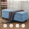 thumbnail image 5 of 51" Fabric Storage Ottoman Bench, Tufted Upholstered Rectangle Storage Bench with Hinge for Bedroom End of Bed Living Room Hallway (Blue), 5 of 10