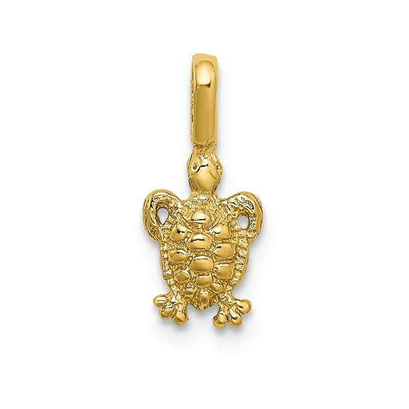FJC Finejewelers 14k Yellow Gold Mini Sea Turtle with Fixed Bail Charm