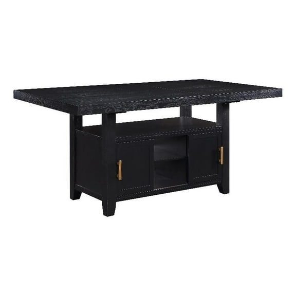 Bowery Hill Rubbed Charcoal Wood Counter Height Dining Table with Storage