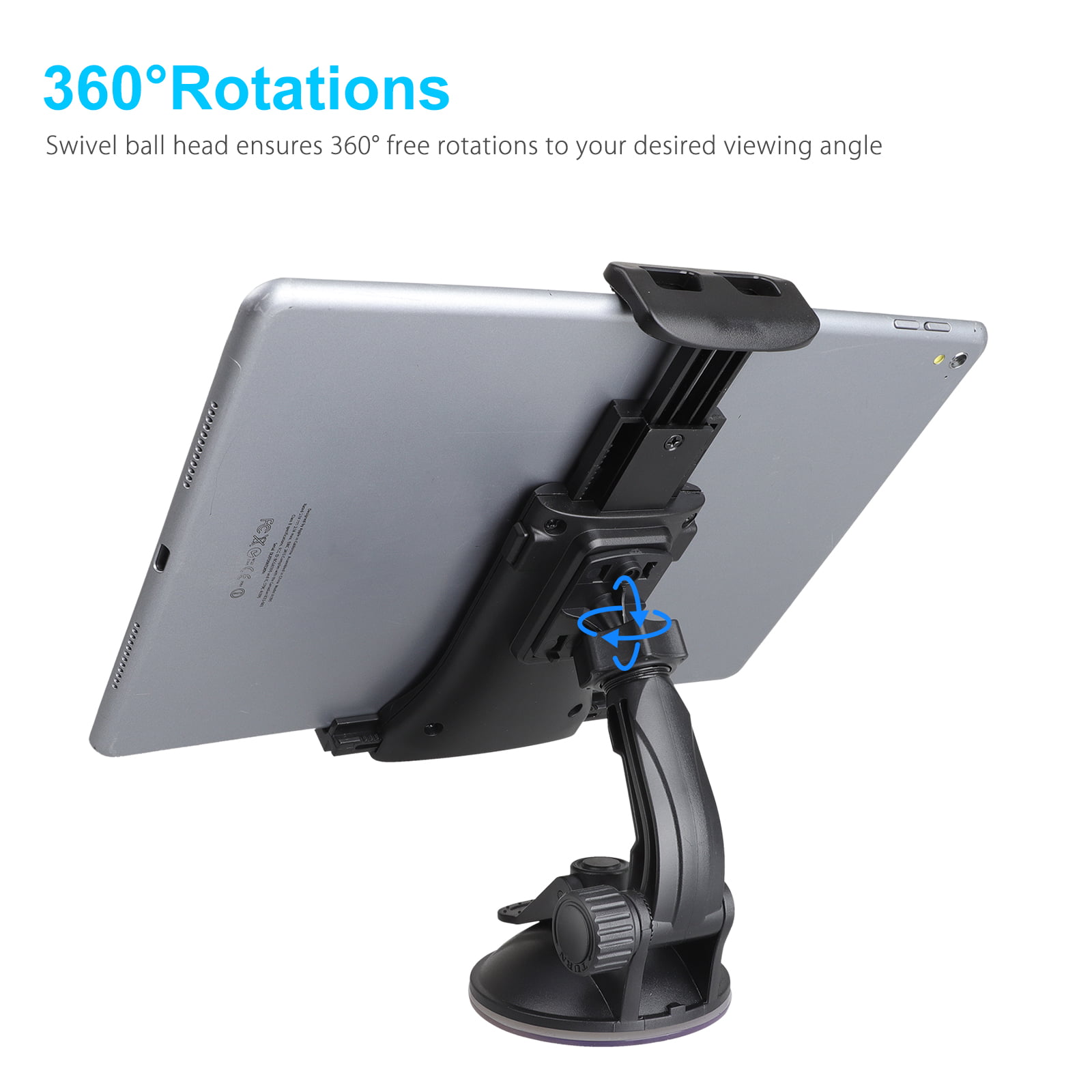 Car Tablet Mount, TSV Tablet Holder for Windshield Dashboard, 360 Rotating  Universal Suction Cup Bracket Fit for iPhone, iPad Mini Air, Samsung Galaxy