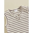 thumbnail image 6 of FEORJGP Kids Boys Summer Shorts Set 6M 1T 2T 3T 4T Toddler Baby Sleeveless Vest V-Neck Waistcoat Striped Tank Top with Elastic Waist Shorts Infant Loose Casual Daily Outfit, 6 of 9