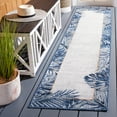thumbnail image 2 of SAFAVIEH Cabana Elvina Botanical Indoor/Outdoor Runner Rug, Ivory/Navy, 2' x 10', 2 of 11