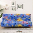 thumbnail image 3 of Jiueut Dog Paw Tie Dye Pattern Armless Futon Sofa Slipcover, Stretchable Couch Cover Comfortable Armless Sofa Chair Covers with Elastic Edges, 3 of 7