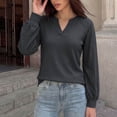 thumbnail image 2 of StSilkitty Loose Casual Sweatshirt Eyelet Long Sleeve V Neck Sweatshirts Solid Color Fashion Comfy Pullover Shirts, 2 of 6