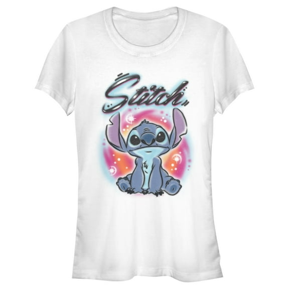 Junior's Lilo & Stitch Colorful Airbrush Graphic Tee White X Large