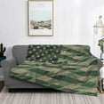 thumbnail image 2 of Rateoe Jungle Green Camo USA Flag Pattern Flannel Throw Blanket, Ultra-soft Blanket for Bed, Couch, Car, Hypoallergenic Anti-pilling blanket-, 2 of 6