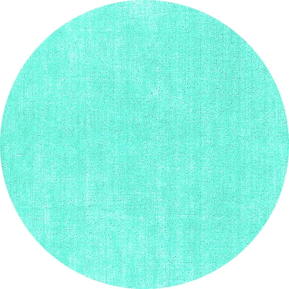 Ahgly Company Machine Washable Indoor Round Solid Turquoise Blue Modern Area Rugs, 3' Round