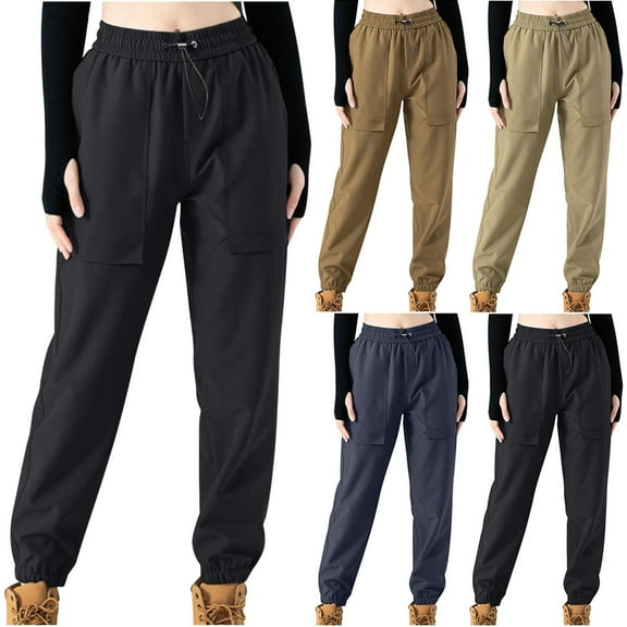 PXLKNZH Women's Athletic Hiking Cargo Joggers Pants Plus Size Outdoor Workout Lightweight Quick Dry Waterproof Travel Camping Work Pants Brown,L