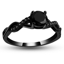 Queena Solitiare Black Engagement Ring for Women Sterling Silver CZ Ginger Lyne Collection
