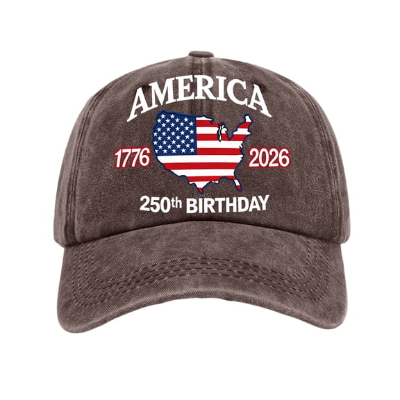 Trgacdwlo USA 250th Anniversary Casual Cap Unisex Adjustable Embroidered Patriotic Hat USA Flag Distressed Retro Baseball Cap Brown