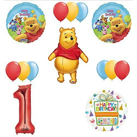 Winnie The Pooh 1st First Birthday Party Supplies and Balloon