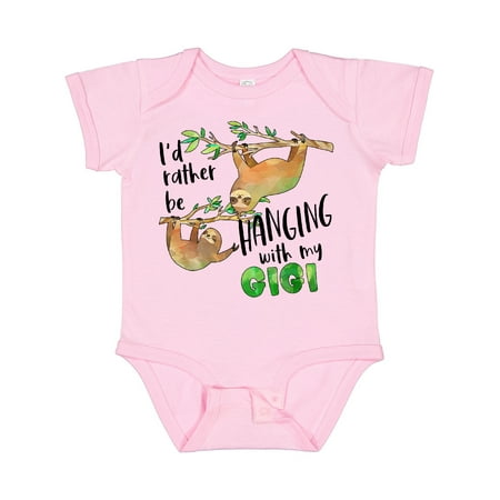 

Inktastic Id Rather Be Hanging with My Gigi- Cute Sloths Gift Baby Boy or Baby Girl Bodysuit